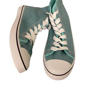 Ardene Teal Canvas High-Top Sneakers for women – Size 7